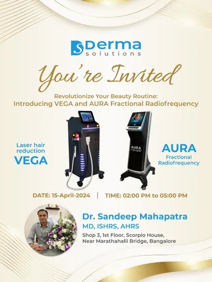This was our official invitation for the launch of our AURA Fractional Radiofrequency for skin rejuvenation and VEGA for laser hair reduction, two technologies that revolutionize beauty routines.