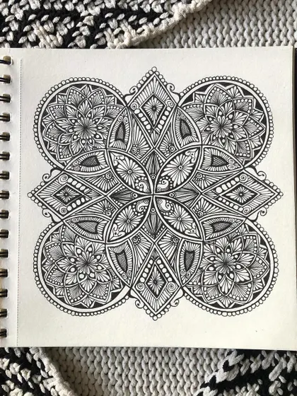 A geometric mandala design from my sketchbook. Exploring different symmetries and shapes on paper is how I come up with new ideas for my large scale murals.