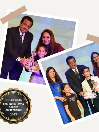 Celebrating every participant is at the heart of what I do. Here, a young model and a family duo receive their well-deserved trophies and gifts. No one goes home empty-handed, because every child who walks my ramp is a winner.