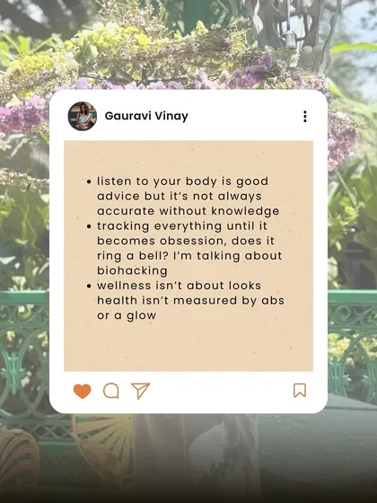 This graphic challenges the obsession with tracking everything and the narrow, looks-based definition of wellness.