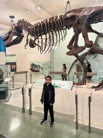 Standing next to a T-Rex skeleton at the AMNH. There's nothing like seeing the sheer scale of these prehistoric creatures up close to spark a child's imagination and curiosity about the history of our planet.