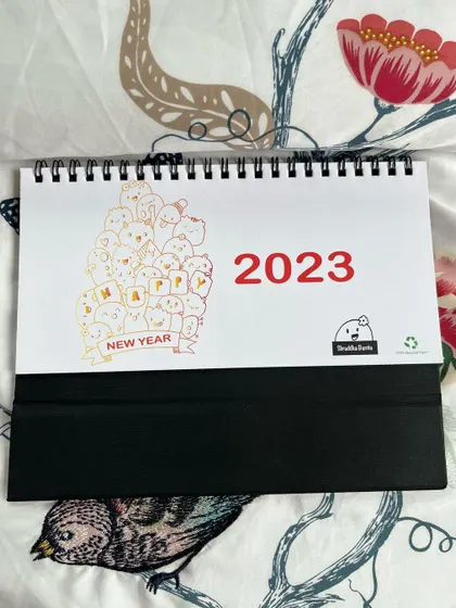 The cover of my 2023 desk calendar, which also sold out. It featured a big pile of happy doodles to ring in the new year.
