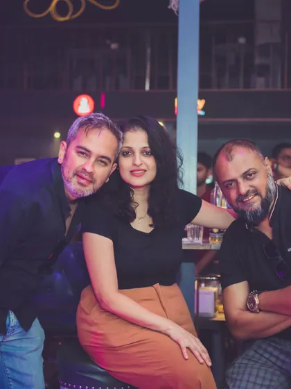 A group of friends enjoying the night.