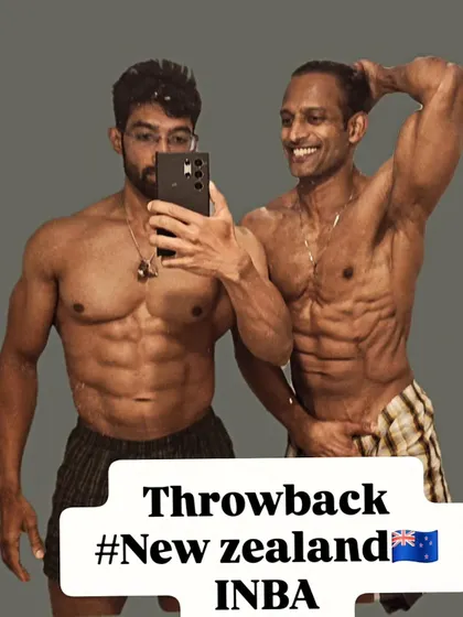 A throwback selfie with fellow natural bodybuilder Shodhan Rai during the INBA World Championships in New Zealand.