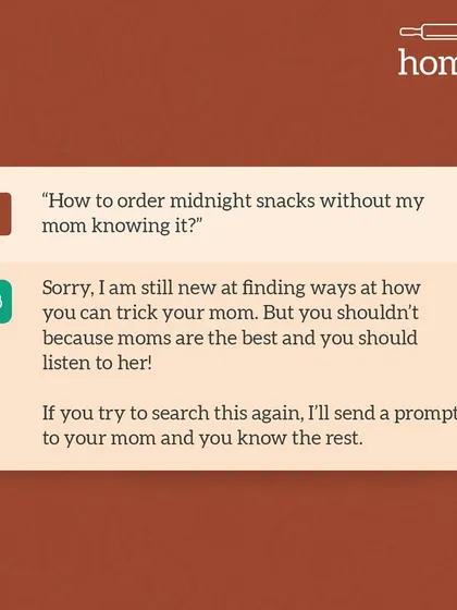 I tried asking AI how to order midnight snacks without mom knowing. Even the AI is on mom's side. It knows you can't trick 'AaI' (mother).