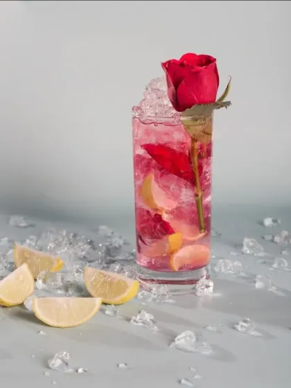 A toast to love and laughter with our beautiful Rose Day cocktail. This drink is infused with floral notes and garnished with a real rose.