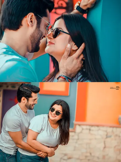 A collage of close-up, intimate, and playful moments. These shots are full of genuine smiles and affection, perfect for capturing a couple's chemistry.