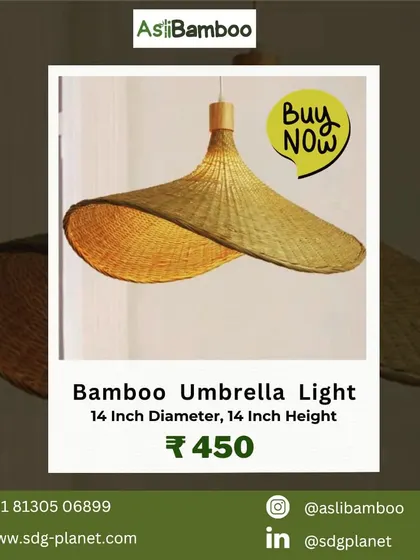 Our bamboo umbrella light is a best-selling design, offering a wide, gentle spread of light. Its simple yet elegant shape makes it a versatile choice for living rooms, bedrooms, or covered patios.