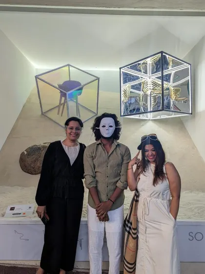 Our team posing with the 'Interrogation of the Primal' installation.