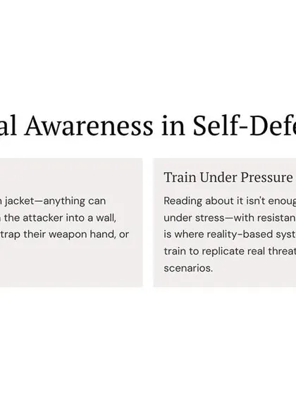 Use your environment. A wall, a bag, or even your jacket can become a shield or barrier. This must be drilled under pressure because reading about it isn't enough. We train for real threats, not choreographed scenes.