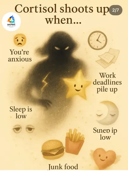 Cortisol, the stress hormone, shoots up when you're anxious, sleep-deprived, or eating junk food. Understanding your triggers is the first step to managing your stress levels.