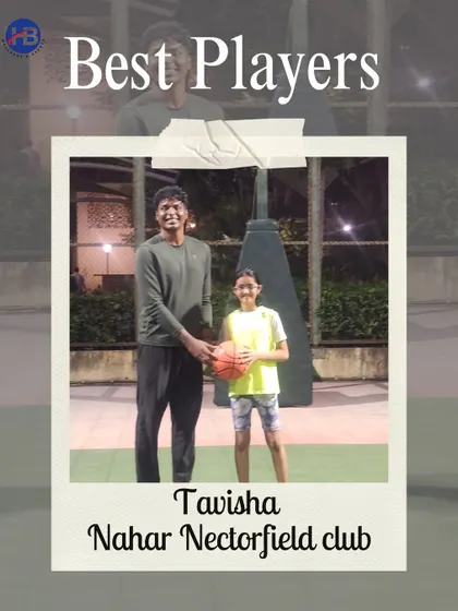 Recognizing the "Best Players" like Tavisha from Nahar Nectorfield Club at our inter-club basketball match. Individual awards are a key part of our events.