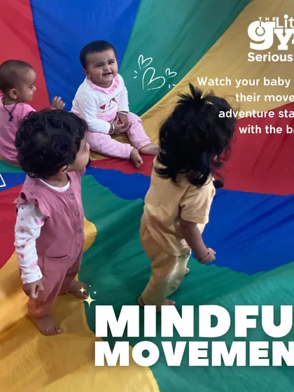 Parachute play is a highlight in our parent-child classes. It's a fantastic sensory experience that encourages teamwork and introduces concepts like cause and effect. Babies and toddlers love watching the vibrant colors and feeling the gentle breeze as the parachute moves.