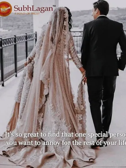 A couple in elegant attire walks hand in hand, a picture of modern grace. We help you find that special person to share all of life's moments with.