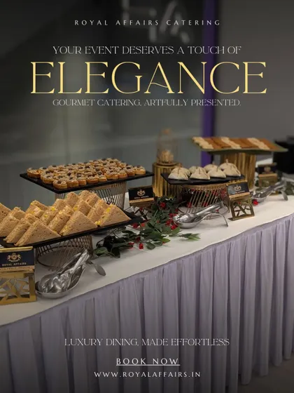 An example of my elegant buffet service for a formal business meeting. The setup features a clean, draped table with a variety of sandwiches and pastries, providing a sophisticated yet effortless dining solution.