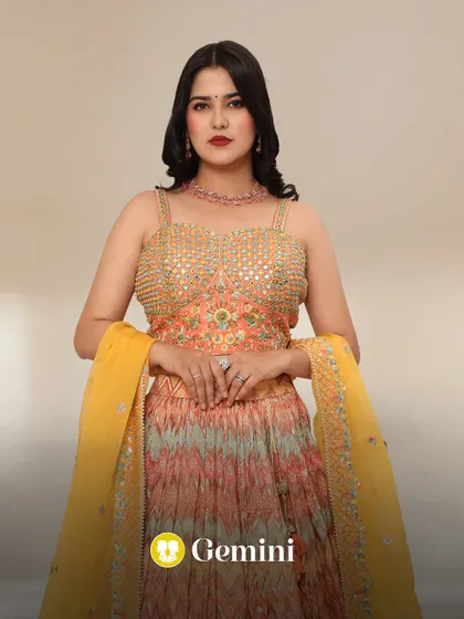 Gemini, your playful and vibrant nature is perfectly captured in this multi-colored lehenga. It's as versatile and fun as you are.