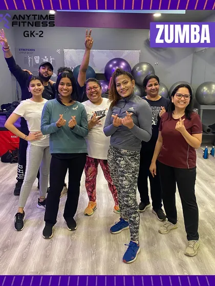 A happy post-Zumba class photo. You can see the smiles and feel the positive energy from our members and instructor after a great dance workout session. This is our fit fam.