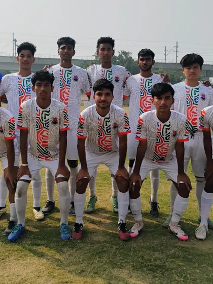 The U-19 team in their alternate white kits, ready for their HCL Youth League match.