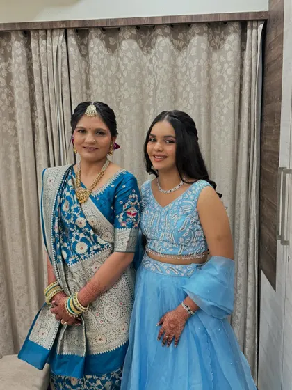 A lovely photo of a mother and daughter we styled for a wedding, both looking absolutely beautiful.