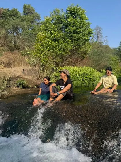 This is what it's all about. Not fancy poses, but finding moments of pure joy with good people. We spend a lot of time just being, sitting by a stream, and letting the cool water wash away the city stress. It’s in these simple moments that you really connect with yourself and others.