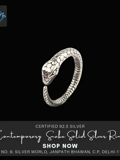 A minimalist take on the snake ring, this adjustable piece is made from solid silver. The design is sleek, with detailed scales and a distinct head, making it a subtle yet edgy accessory.