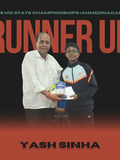 Yash Sinha after securing 2nd place in the Boys Singles U15 category at the state championships in Ahmednagar.