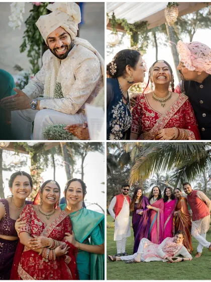 A collage of candid moments that you can almost hear, from laughter during the ceremony to fun family portraits. These are the memories of a lifetime.