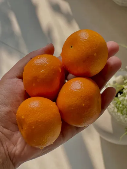A behind-the-scenes look at my flavour of the month. I believe in using the freshest ingredients, like these juicy oranges being prepped for a new seasonal cake.