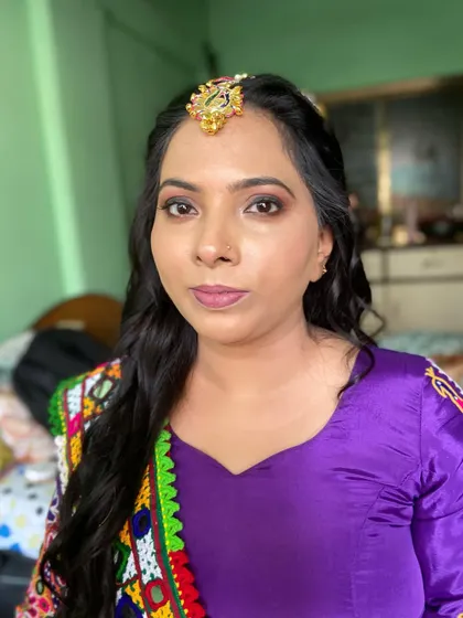 A portrait of the bride, looking fresh and ready for her Haldi ceremony.