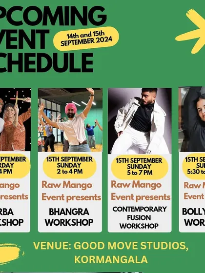 A look at our diverse workshop offerings for the weekend, featuring both Garba and Bhangra. We provide opportunities to learn different folk styles side-by-side.
