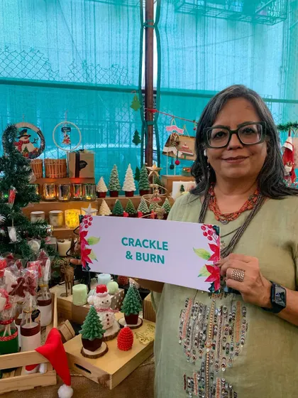 Here I am at my stall at the Baro Market, surrounded by all my Christmas creations. It was a proud and happy moment.