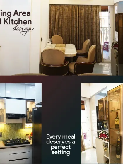 Every meal deserves a perfect setting. Here is a look at a client's dining area and kitchen, complete with a stylish bar cabinet, designed to be both beautiful and functional.