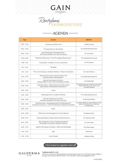 It was an honor to be invited as Faculty at the OSM Edition 2.0 by Galderma. This agenda shows my roles, which included a talk on Restylane Skinboosters and moderating live injection sessions.