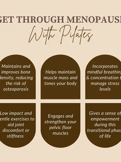 Pilates is an incredible tool for navigating menopause. It helps maintain bone density, tone muscles, manage stress, and strengthen the pelvic floor.