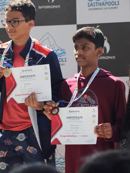More proud winners from the boys' category at our anniversary swimming competition.
