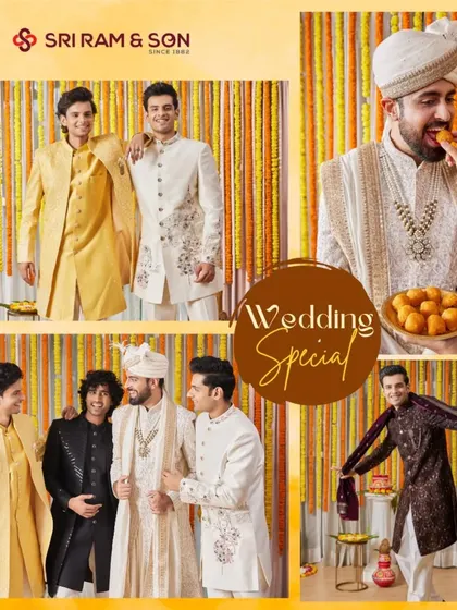 With my designs, make a style statement at every wedding celebration. This collage showcases the elegance of my Indo-Western attire, perfect for any event from sangeet to reception.