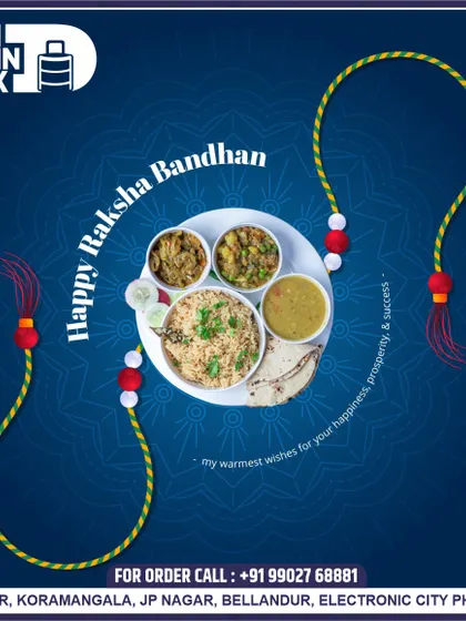 I love celebrating Indian festivals with my customers. This graphic is a warm wish for a Happy Raksha Bandhan, featuring a festive thali to mark the occasion.