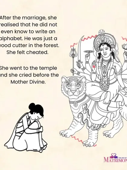 The story continues, showing the princess's despair and her prayer to the Mother Divine. This narrative builds towards a powerful message about relationships.
