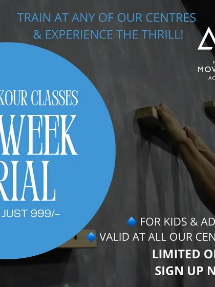 One week, unlimited movement. A special offer for a one-week trial of our parkour classes for just 999, valid for kids and adults at all our centers.