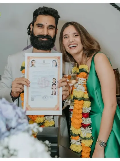 Officially official. We love planning intimate celebrations for life's biggest milestones, like this happy couple after their marriage registration, complete with champagne and garlands.