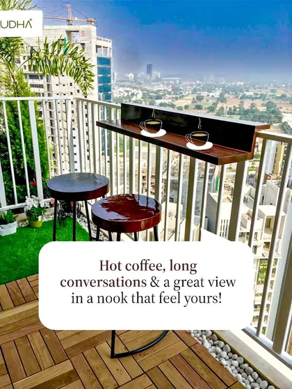 Hot coffee, long conversations, and a great view. We designed this nook with a custom railing bar and high stools, making the most of a small space to create a perfect spot that feels truly yours.