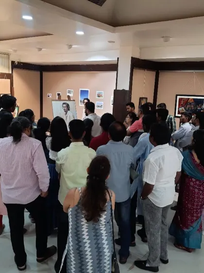 A view from the audience during my live watercolour portrait demo at the Kalangan Art Exhibition. It's a great experience to interact with the audience as the painting develops.