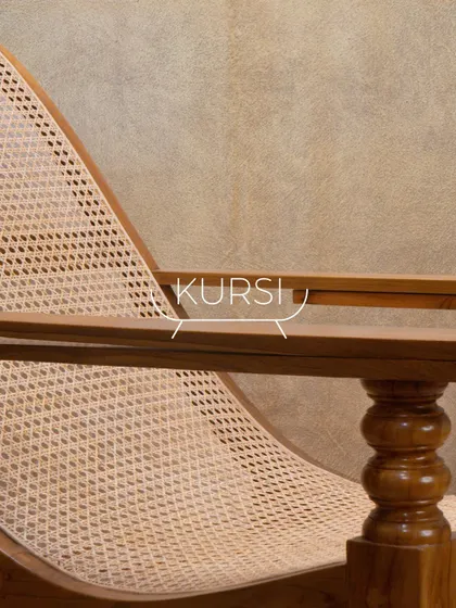 A detail of the turned spindle on my teak rocking chair, a classic woodworking technique that adds a touch of traditional elegance.