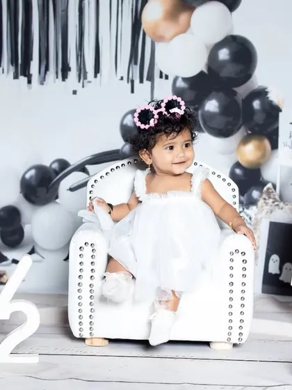 Another adorable shot from the half-birthday rock and roll party.