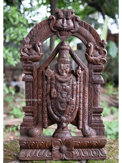 A straight-on view of the 26-inch Balaji statue, emphasizing its symmetry and divine presence.