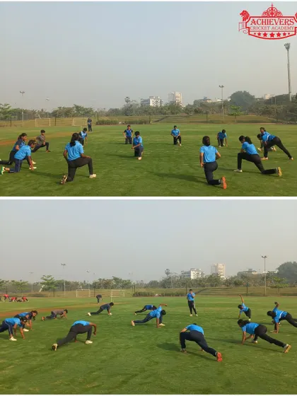 Pre-match warm-ups and stretching routines for our girls' team, ensuring they are physically prepared for the game.