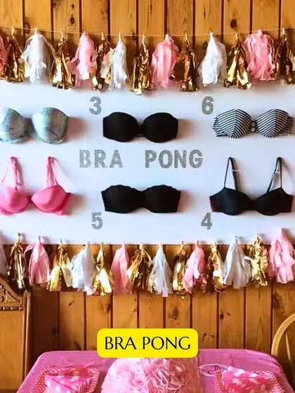 Bra Pong! A fun twist on the classic party game, perfect for a bachelorette party. We can help incorporate fun games like this into your event.