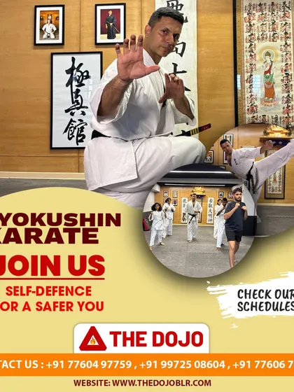 This collage showcases different aspects of our Kyokushin program, from fundamental stances to group training, all aimed at developing a safer, stronger you.