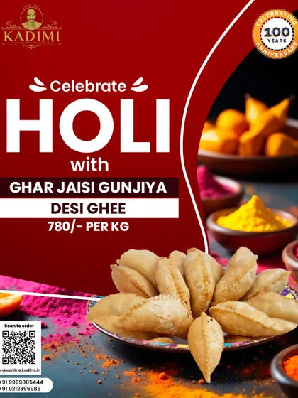 Nothing says Holi like Ghar Jaisi Gunjiya. Made with love and pure desi ghee, it brings back the sweet memories of home.