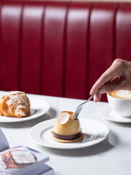 A close-up of a dessert at Lavonne, showcasing how the environment we create becomes the setting for our clients' beautiful products.